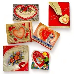Vintage Valentine Greeting Card Postcard Bundle (6) USED